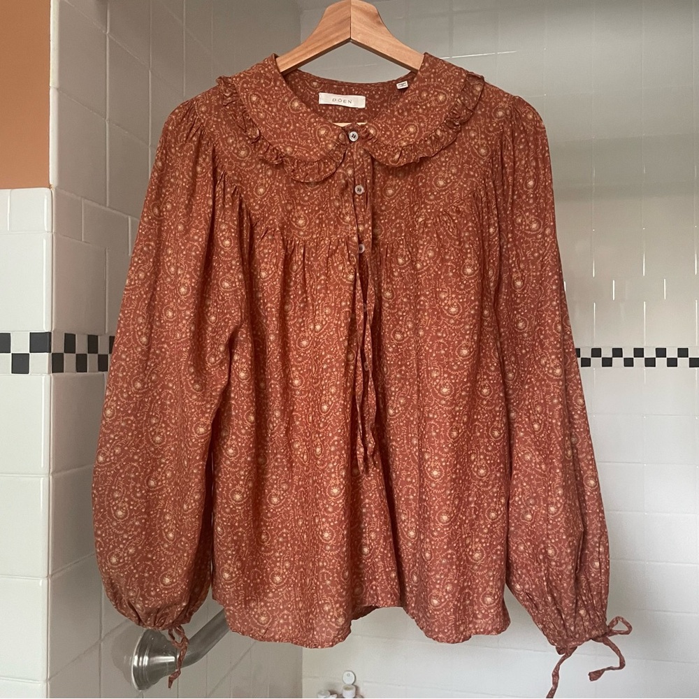 Doen Floral Organic Cotton Blend Blouse Size Small